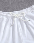 Light Gray Drawstring Pocketed Elastic Waist Shorts