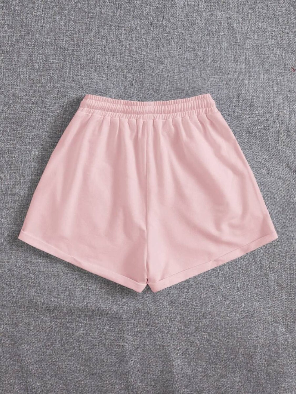 Slate Gray Drawstring Pocketed Elastic Waist Shorts