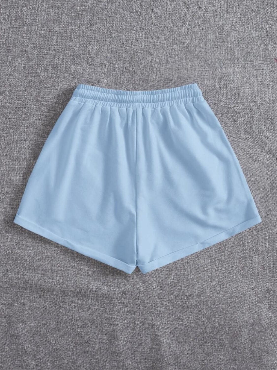 Light Slate Gray Drawstring Pocketed Elastic Waist Shorts