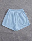 Light Slate Gray Drawstring Pocketed Elastic Waist Shorts