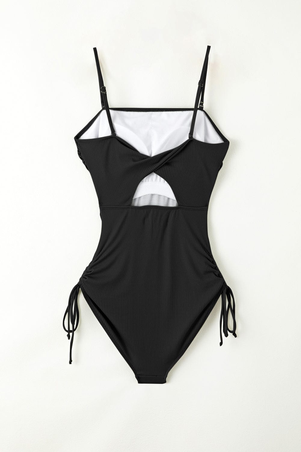 Dark Slate Gray Drawstring Spaghetti Strap One-Piece Swimwear