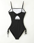 Dark Slate Gray Drawstring Spaghetti Strap One-Piece Swimwear