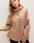 Drawstring Turtleneck Long Sleeve Sweatshirt