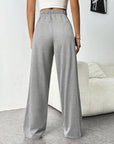 Drawstring Wide Leg Pants with Pockets