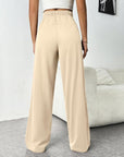 Drawstring Wide Leg Pants with Pockets