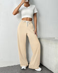 Drawstring Wide Leg Pants with Pockets