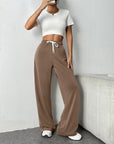 Drawstring Wide Leg Pants with Pockets