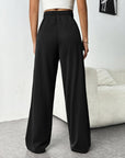 Drawstring Wide Leg Pants with Pockets