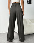 Drawstring Wide Leg Pants with Pockets