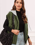 Drawstring Zip Up Hooded Vest Coat