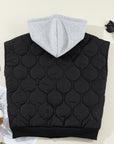 Drawstring Zip Up Hooded Vest Coat