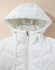 Drawstring Zip Up Long Sleeve Hooded Winter Coat