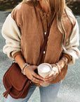 Tan Dropped Shoulder Long Sleeve Jacket