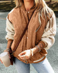 Rosy Brown Dropped Shoulder Long Sleeve Jacket