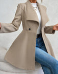 Collared Neck Button Up Long Sleeve Coat