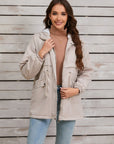 Drawstring Long Sleeve Hooded Jacket