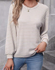 Striped Round Neck Long Sleeve Top