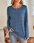 Lovelet Striped Round Neck Long Sleeve T-Shirt