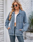 Pocketd Button Up Detachable Hooded Denim Jacket