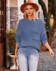 Waffle-Knit Long Sleeve Sweater