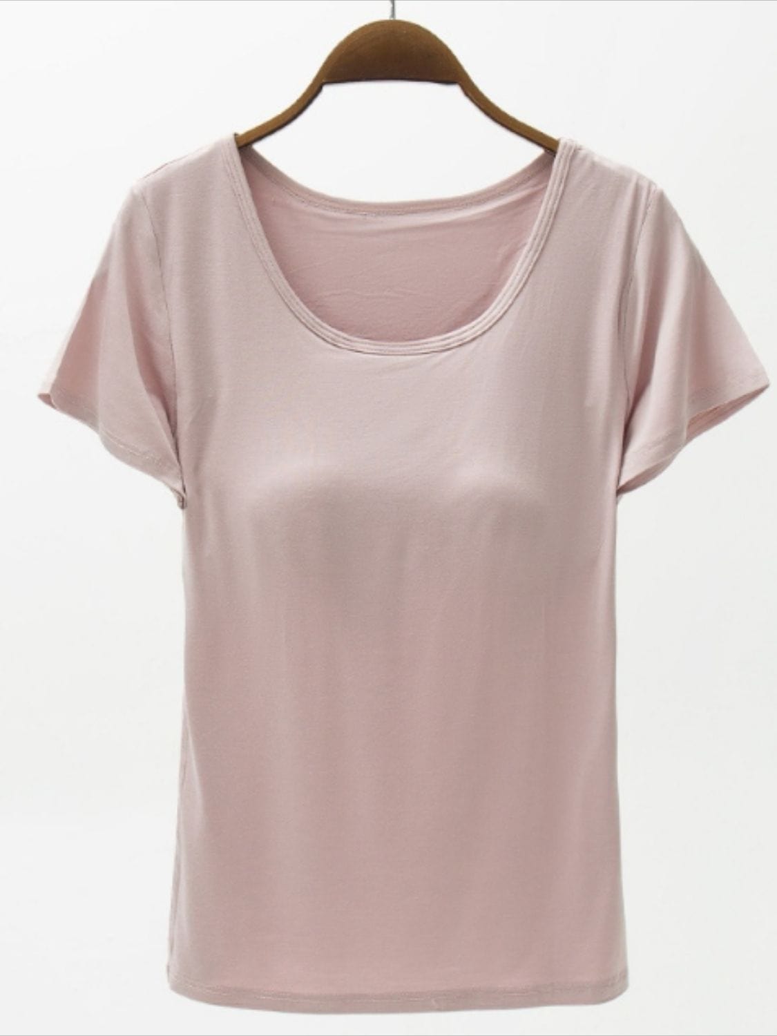 Light Gray Round Neck Modal T-Shirt with Bra