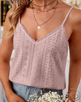 Rosy Brown Eyelet Lace Detail V-Neck Cami