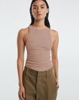 Light Gray Halter Neck Ribbed Cropped Top