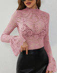 Mock Neck Long Sleeve Lace Top