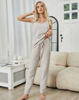 Fuzzy V-Neck Cami and Pants Lounge Set