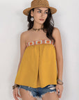 Light Gray Embroidered Tube Sleeveless Top