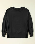 Exposed Seam Round Neck Long Sleeve Sweatshirt