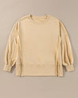 Exposed Seam Round Neck Long Sleeve Sweatshirt