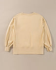 Exposed Seam Round Neck Long Sleeve Sweatshirt