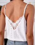 Rosy Brown Eyelet Lace Detail V-Neck Cami