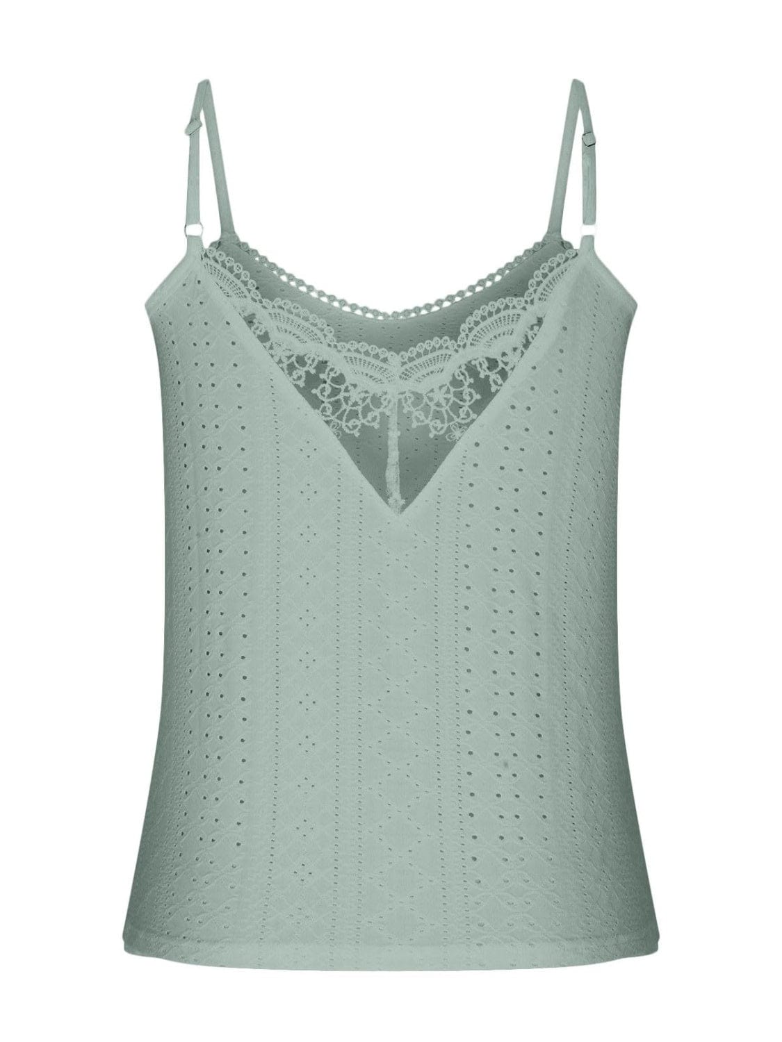 Dark Gray Eyelet Lace Detail V-Neck Cami