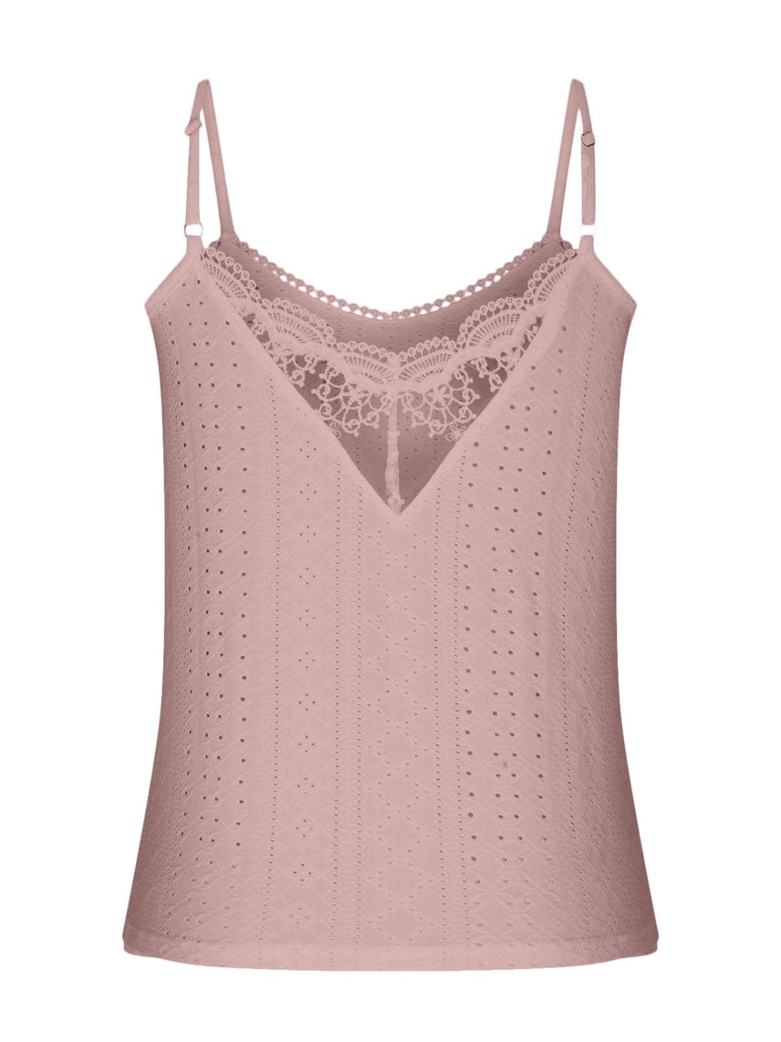 Rosy Brown Eyelet Lace Detail V-Neck Cami