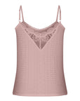 Rosy Brown Eyelet Lace Detail V-Neck Cami