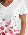 FAM-FAM Heart V-Neck Short Sleeve T-Shirt