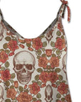 FAM-FAM Skull Scoop Neck Tie Shoulder Cami