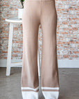 Rosy Brown First Love Contrast Ribbed Knit Pants