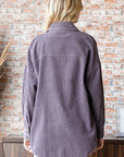 First Love Washed Corduroy Button Down Long Sleeve Shirt