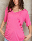 Pale Violet Red POL V-Neck Short Sleeve T-Shirt