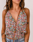 Tan Floral Surplice Cami