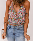 Gray Floral Surplice Cami