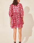 Floral Tie Neck Lantern Sleeve Dress