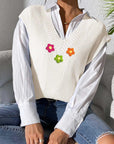 Flower V-Neck Sweater Vest