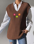 Flower V-Neck Sweater Vest