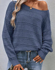 Boat Neck Dropped Shoulder Sweater