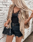 Fringe Open Front Half Sleeve Poncho