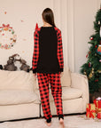 Full Size Raglan Sleeve Top and Plaid Pants Set